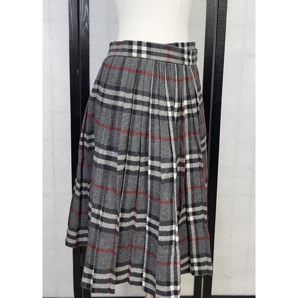Vintage Y2K Anne klein Women’s Plaid Pleated Wool Wrap Skirt. Size: 10 - Picture 2 of 7